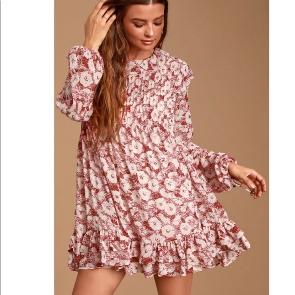 Free People These Dreams Mini Dress M(red floral)